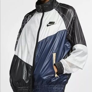 Nike Sportswear Woven Track Jacket Black/White Womens Sz M